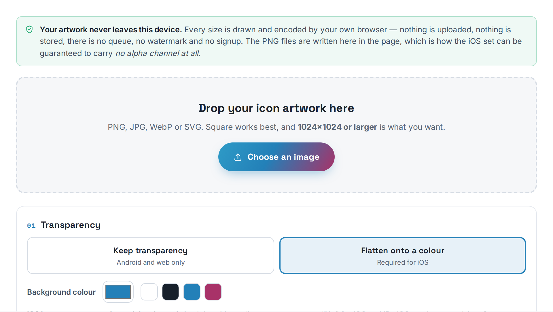 A preview of the App Icon Generator