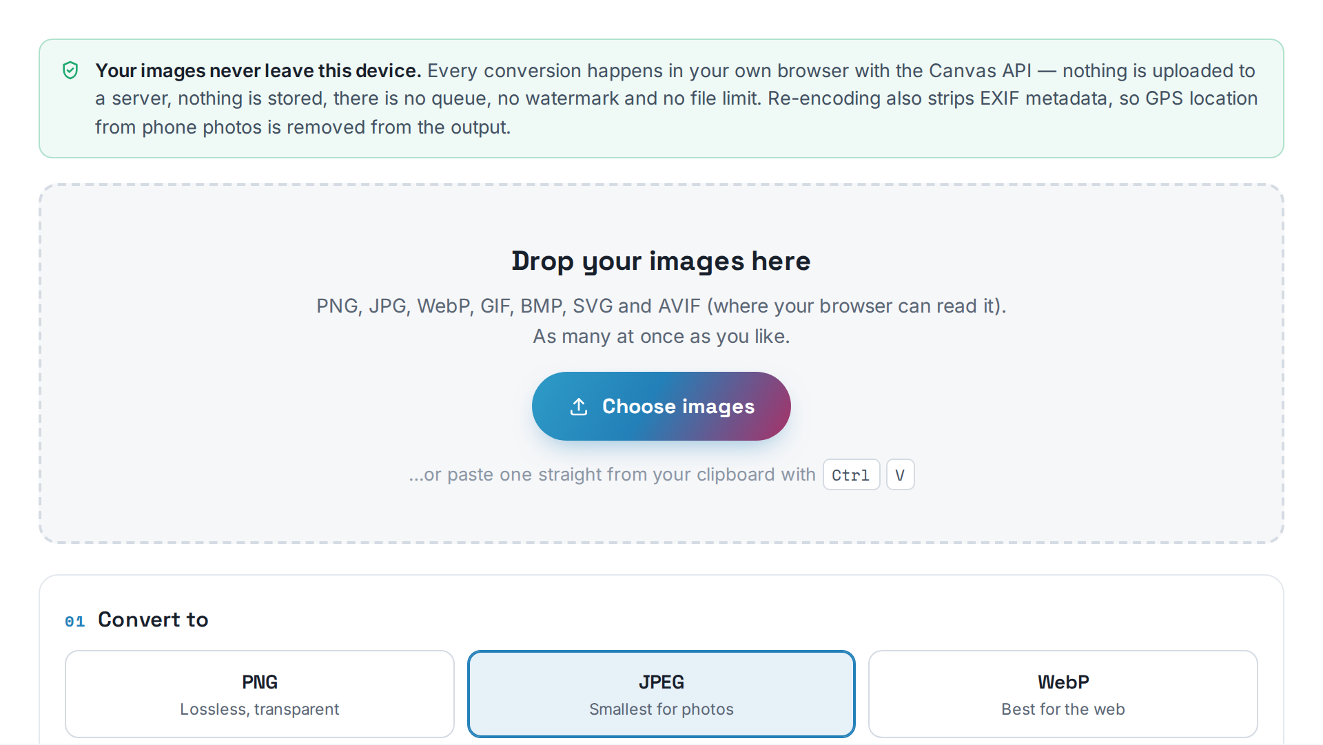 A preview of the Image Converter & Compressor